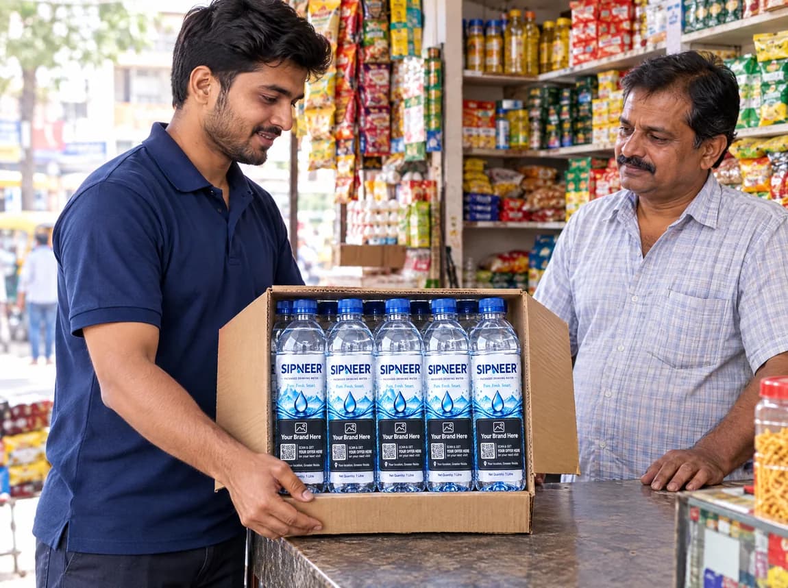 Cartons of SIPNEER bottles arriving at a local shop