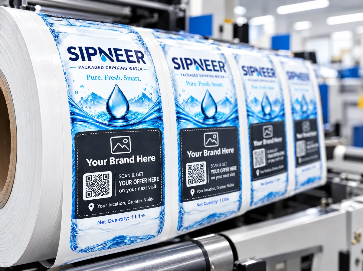 SIPNEER labels coming off the printing press