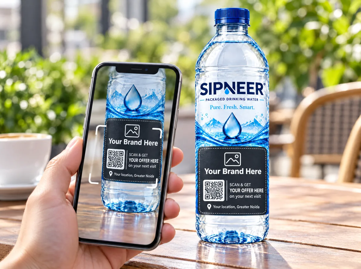 A customer scanning the QR code on a SIPNEER bottle