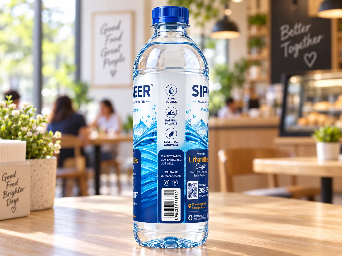 SIPNEER bottle: side strips